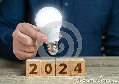 Ideas for 2024. Yearly calendar. Embracing new trends, making forecasts Stock Photo