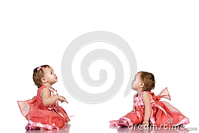 Identical twin baby girls Stock Photo