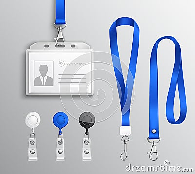 Identification Card Badge Accessories Set Vector Illustration