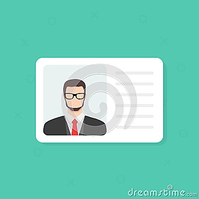 Identification Card. Personal info data. Identity document with person photo and text clipart. Flat design, vector Vector Illustration