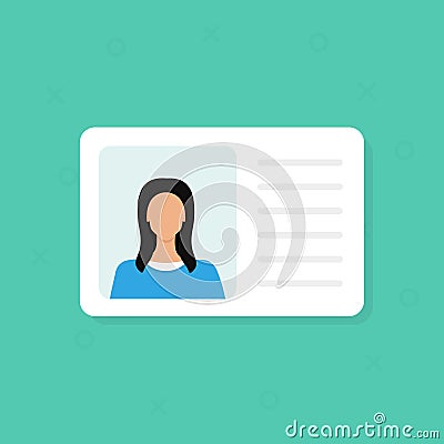 Identification Card. Personal info data. Identity document with person photo and text clipart. Flat design, vector Vector Illustration