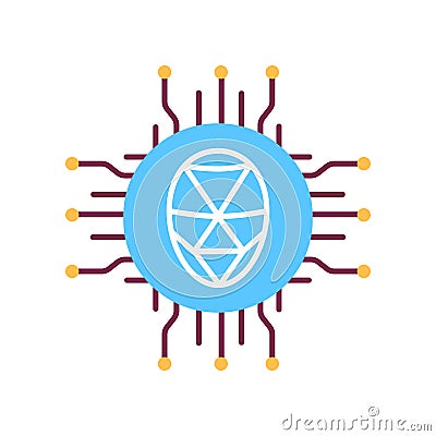 Identification polygonal grid face color line icon. ID and verifying person concept. Biometric security element. Artificial Vector Illustration