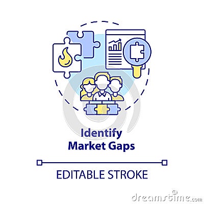 Identify market gaps concept icon Vector Illustration