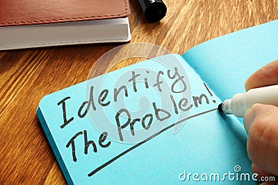 Identify the problem sign on the page Stock Photo