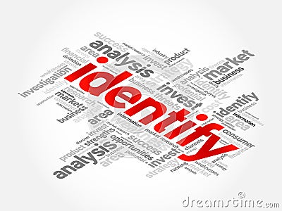 Identify word cloud, business concept Stock Photo
