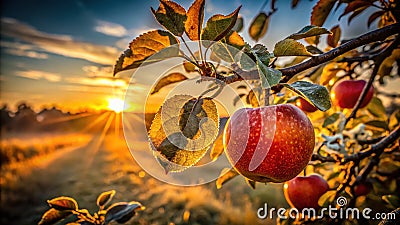 Identifying Powdery Mildew on Apple Trees A Silhouette Guide to Recognizing and Addressing Leaf Damage Stock Photo