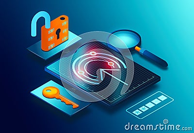 Identity and Access Management Technologies Concept - IAM and IdAM as Represented by Password Field and Digital Key and Padlock - Stock Photo