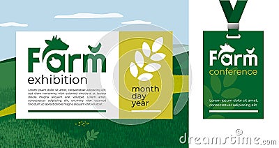 Identity for agricultural exhibition, livestock company or farm conference Vector Illustration