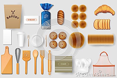 Identity branding mockup for bakery Vector Illustration