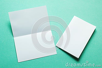 Identity design, corporate templates, company style, blank white folding paper flyer, mock-up Stock Photo