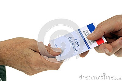 Give his French voter card close up on white background Stock Photo