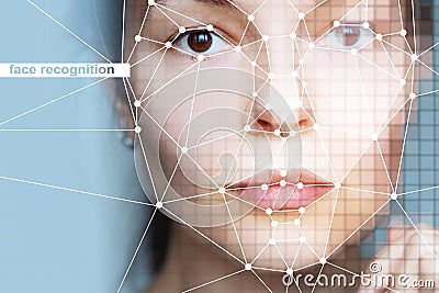 Identity identification technology using intelligent technologies and neural network algorithms. Stock Photo