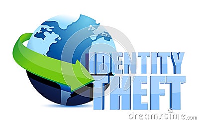 Identity theft globe sign Cartoon Illustration