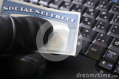 Identity theft and Social Security card Stock Photo