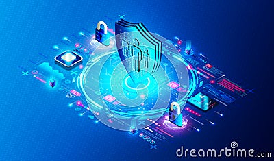 Identity Threat Detection and Response and Cloud Infrastructure Entitlement Management Concept - 3D Illustration Stock Photo