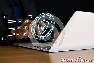 Identity verification for access to personal data, cybersecurity, internet access Stock Photo