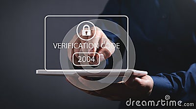 Identity verification code. Cyber security. Technology. Internet Stock Photo