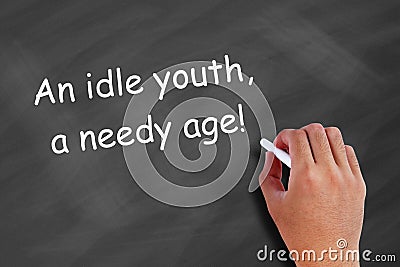 An idle youth, a needy age Stock Photo