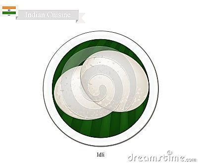 Idli or Traditional Indian Steamed Rice Cake Vector Illustration