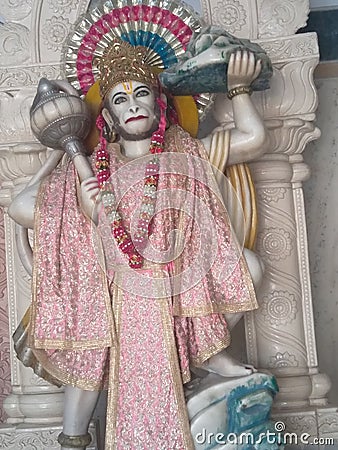 Big Idol of Lord Hanuman in temple of India Stock Photo