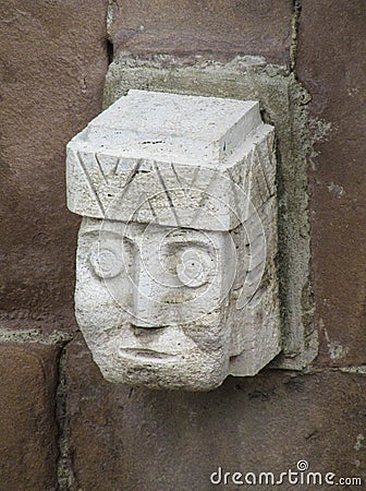 Idol statue face from Tiwanaku in La Paz, Bolivia Stock Photo