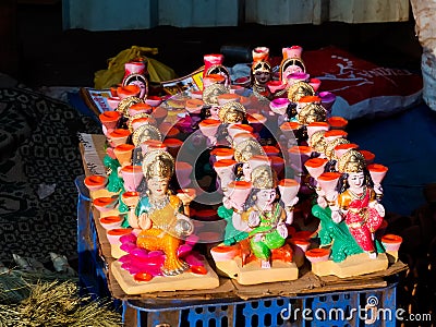 Idols of Goddess Lakshmi on Diwali Festival Stock Photo