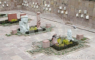 Idols statues from Tiwanaku Stock Photo