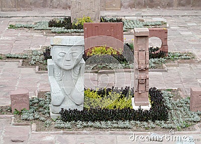 Idols statues from Tiwanaku Stock Photo
