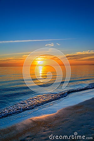 Blue and orange idyllic sunset Stock Photo