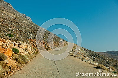 Idylic west Crete landscape with goats countryside road Stock Photo