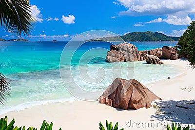 Idyllic beach in Seychelles Stock Photo