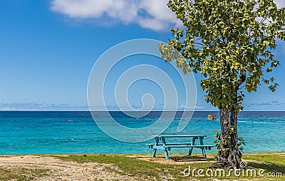 An idyllic Caribbean beach in Bridgetown, Barbados Stock Photo