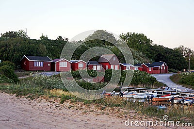 Idyllic charming small fishing village Boderne, Bornholm, Denmark Editorial Stock Photo