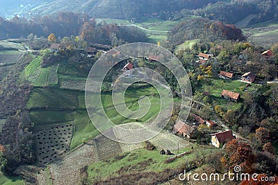 Idyllic countryside, Hills and meadows in Zagorje Region, Croatia Stock Photo