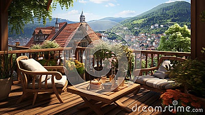 Idyllic Countryside. Serene Retreat Amidst Rolling Hills and Charming Farmhouses. Stock Photo