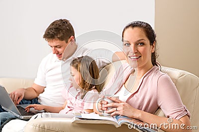 Idyllic family portrait in their home Stock Photo