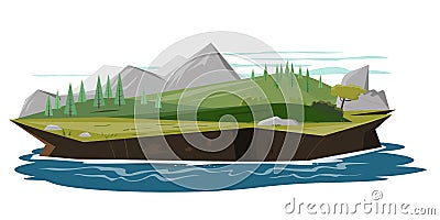 Vector illustration of an idyllic green cartoon island Vector Illustration