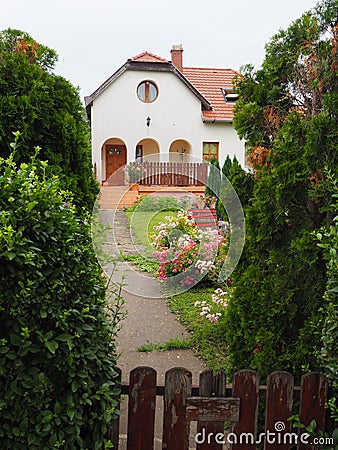 Idyllic house in hungarian wine village Etyek Stock Photo