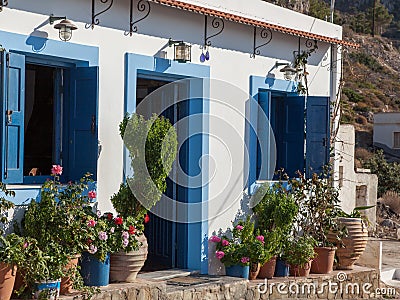 Idyllic house in a small greek village Stock Photo