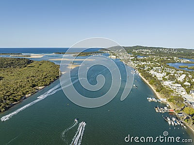 Aerial Of Noosa Waterway, Queensland Stock Photo