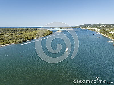 Aerial Of Noosa Waterway, Queensland Stock Photo