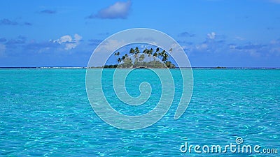 Idyllic Island and Aqua-Blue Water of South Pacific Stock Photo