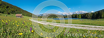 Idyllic landscape panorama round lake geroldsee in spring Stock Photo