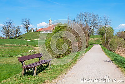 Idyllic landscape reutberg cloister bavaria, popular bavarian tourist destination Stock Photo