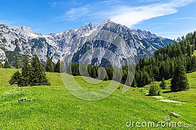 Idyllic mountain landscape. Austria, Gnadenwald, Tyrol Region Stock Photo