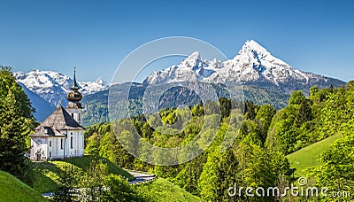 Idyllic mountain landscape in the Bavarian Alps, Berchtesgadener Land, Germany Stock Photo