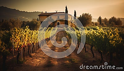 Idyllic Napa Valley Famous wineries, rustic vineyards, and tranquil meadows generated by AI Stock Photo