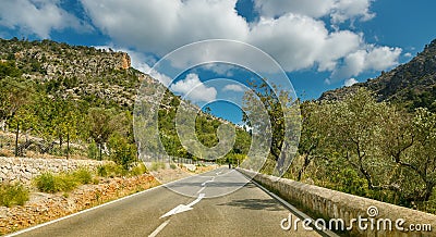 An idyllic road trip through the Mallorcan mountains Stock Photo