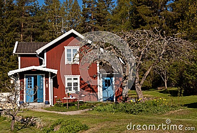 Idyllic summer house in Sweden. Stock Photo