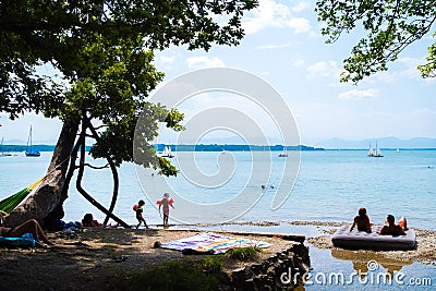 Idyllic summer lake near the Alps Stock Photo